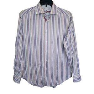 Mens Robert Graham Long Sleeve Striped Button Up Shirt Size Medium M